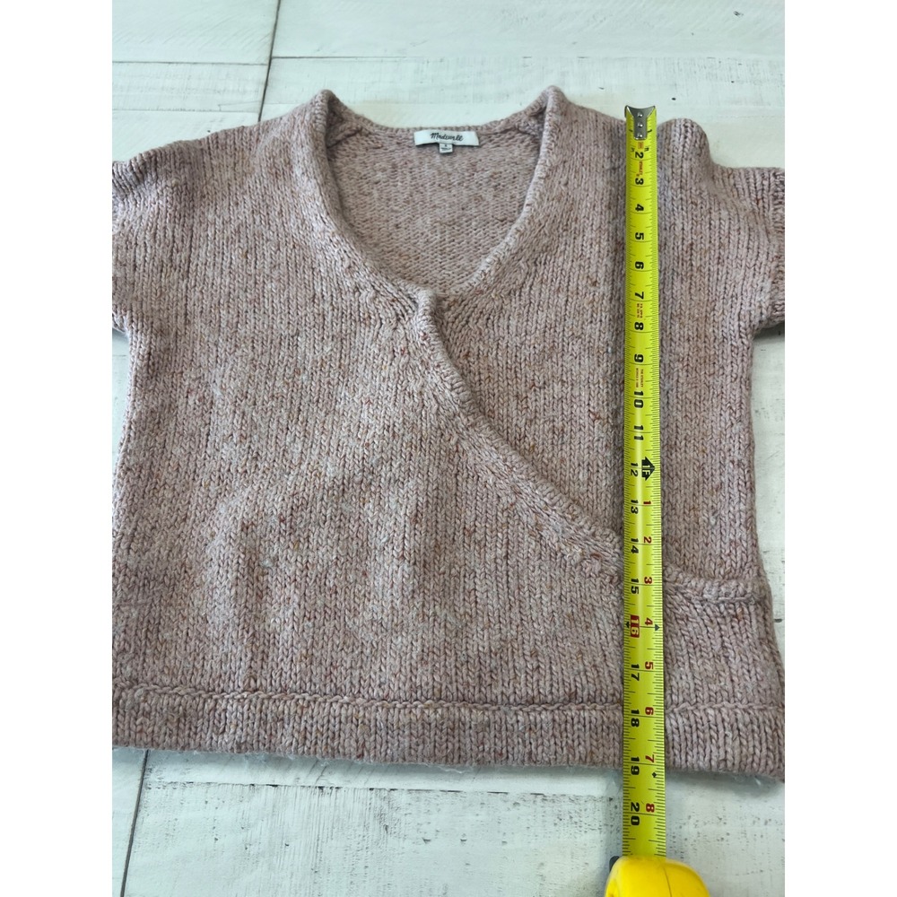 Madewell Beresford Wrap Front Pullover Sweater Marled Wisteria Wool Blend S - Picture 5 of 8
